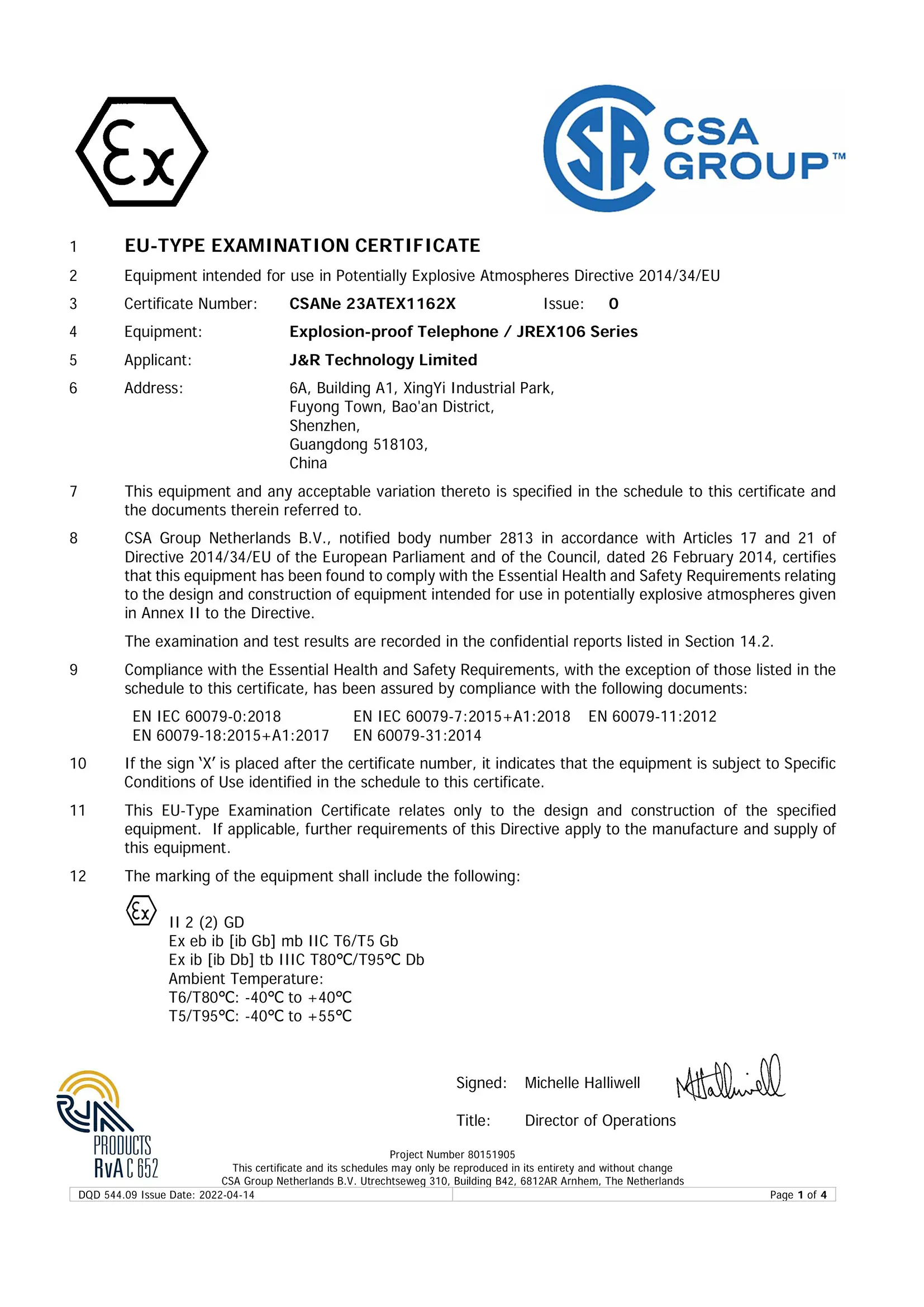 ATEX for Telephone JREX106