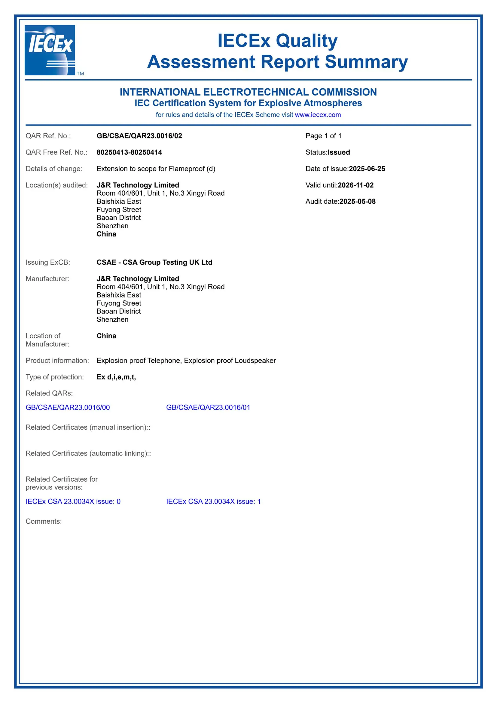 IECEx for Loudspeaker