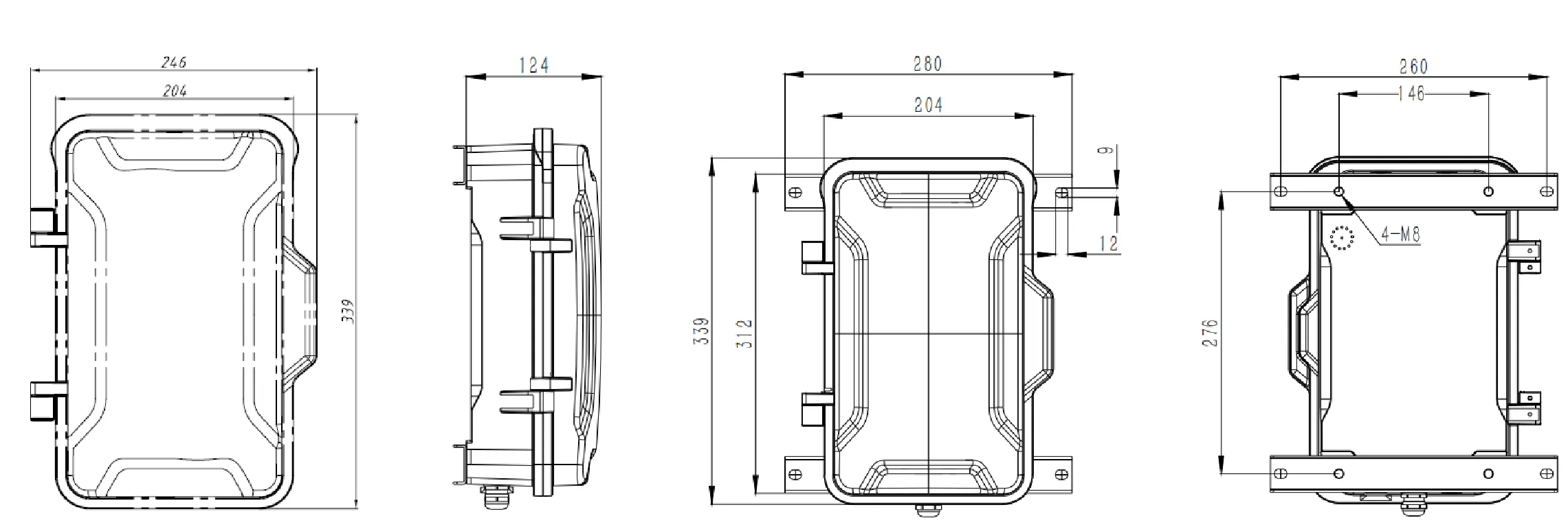 JR101-FK-LCD-AL Dimensions