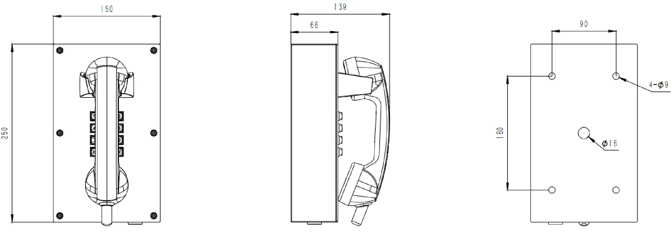 JR203-FK-SIP Dimensions