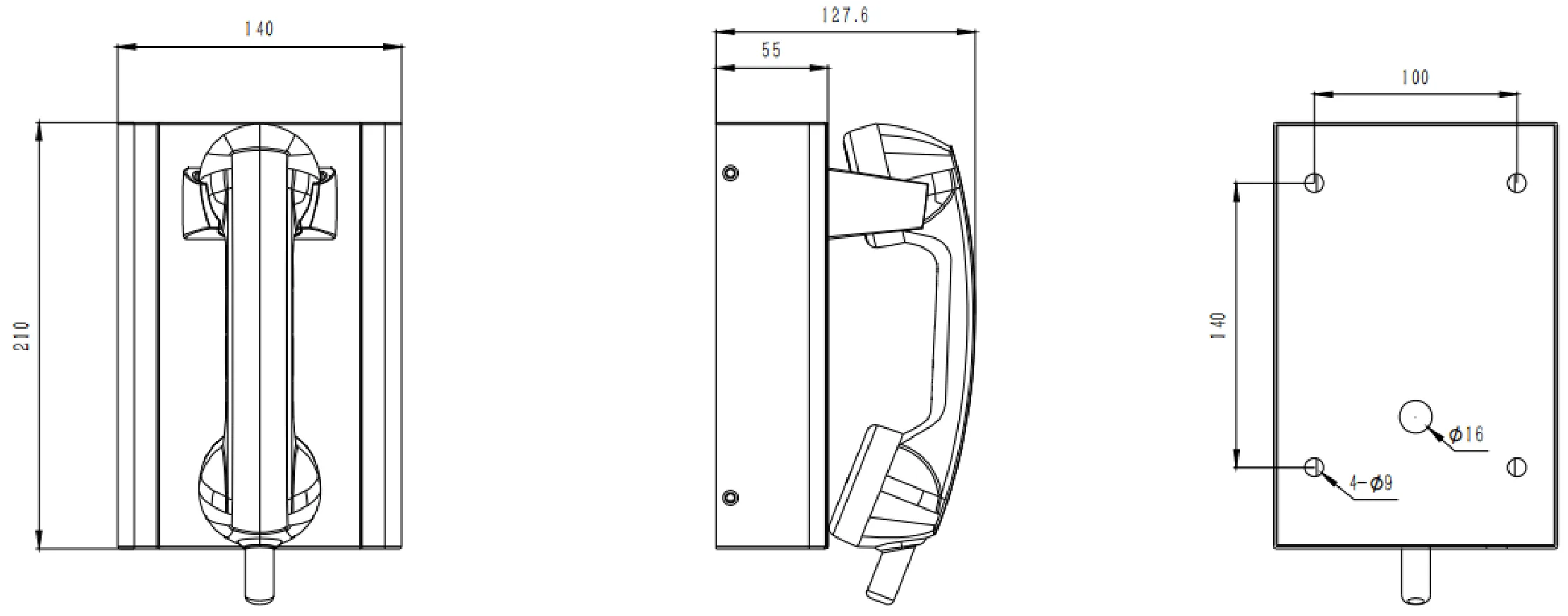 JR204-CB-4G Dimensions