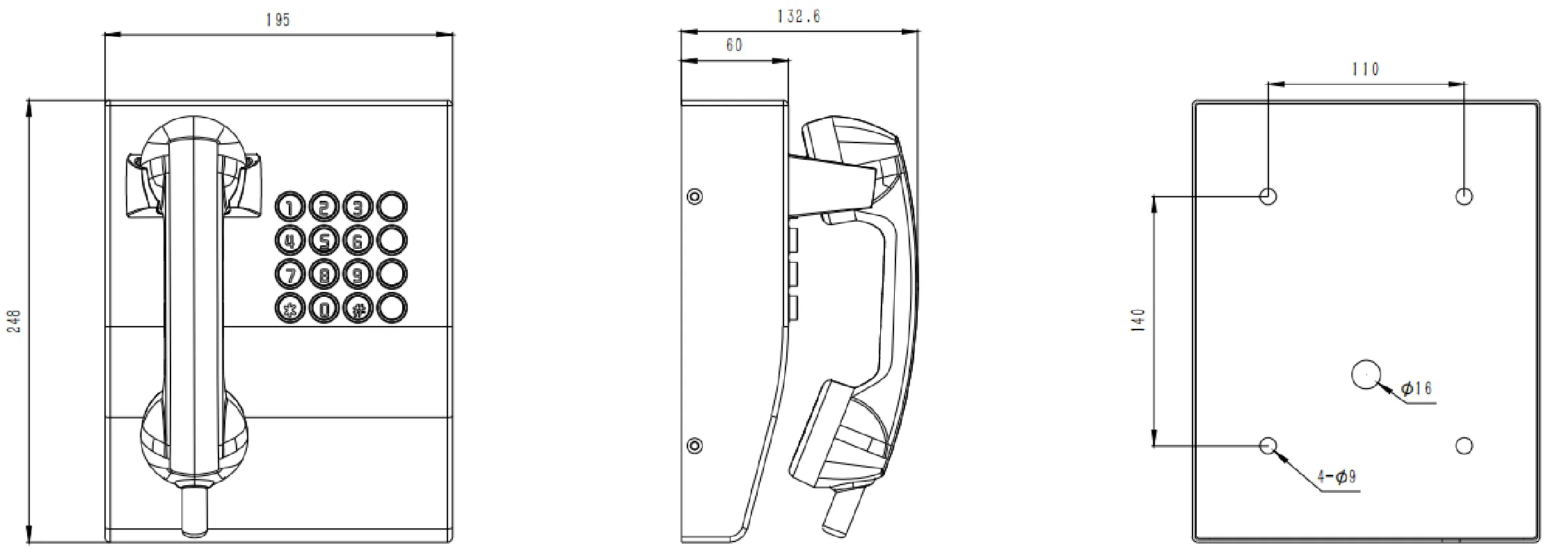 JR207-FK-AL Dimensions