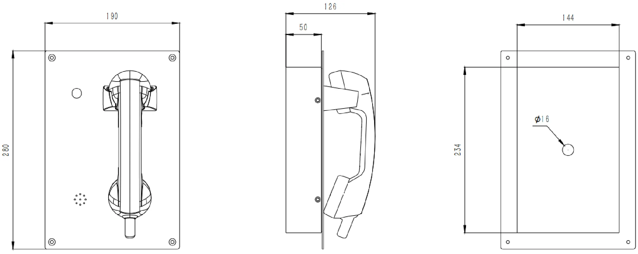 JR208-CB-4G Dimensions