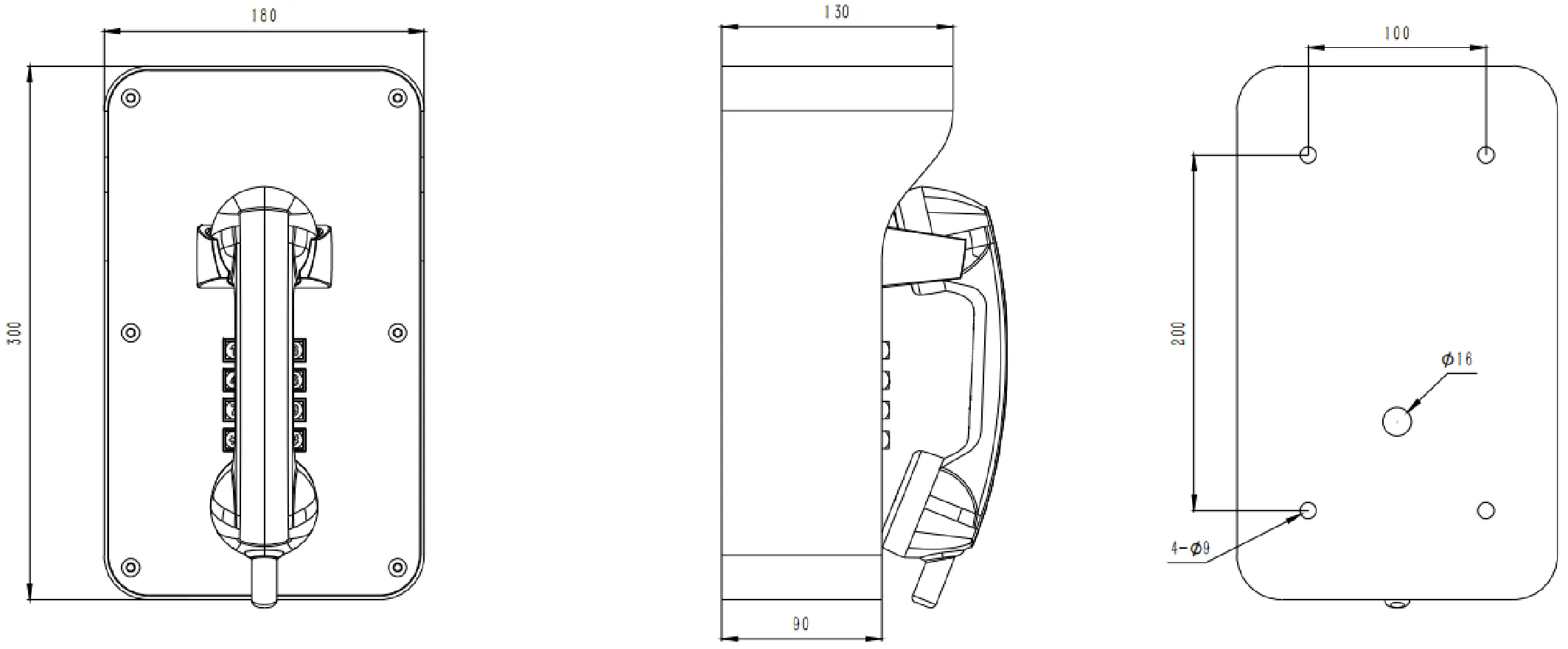 JR210-FK-AL Dimensions