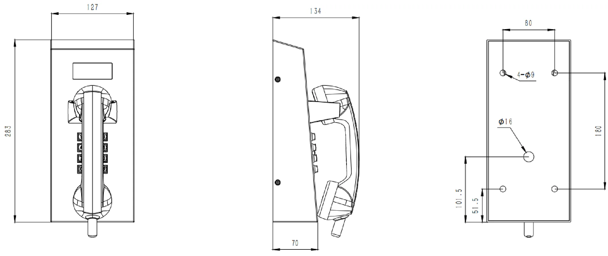 JR212-FK-SIP Dimensions