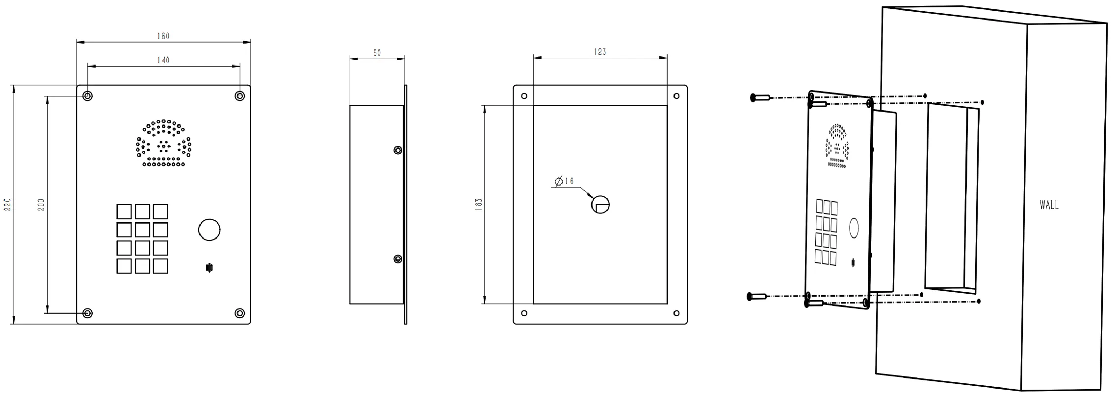 JR308-FK-IW-SIP Dimensions