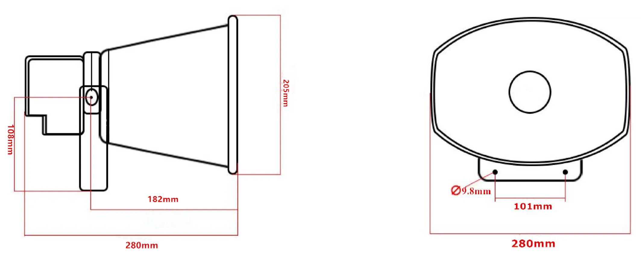 IP PoE Horn Speaker JRSP-SIP-02 Dimensions